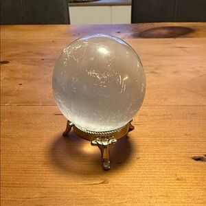 Selenite Sphere with Metal Stand
